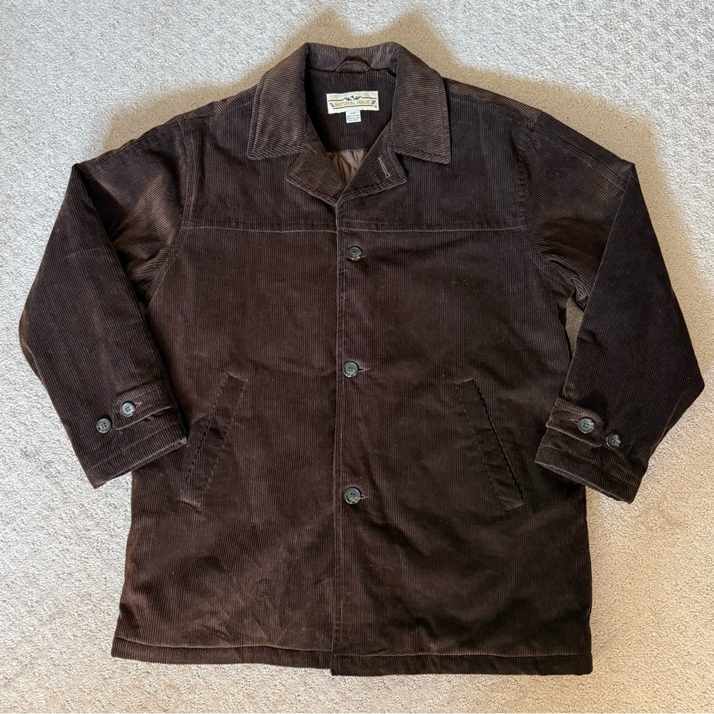 Vintage Men's Dark Brown Corduroy Jacket Outdoor Utility Field Coat Workwear 90s